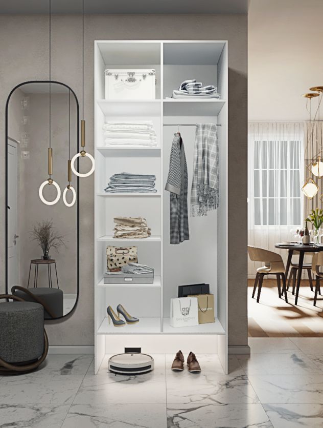 90х260х60 см Шкаф Двухдверный цвет Белый полок6