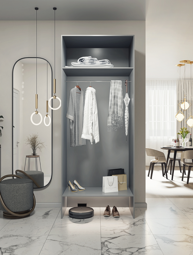 Casa Mia (Р1НШ), 100x50x210, 2-дверный, 540 PE Серый Манхеттен