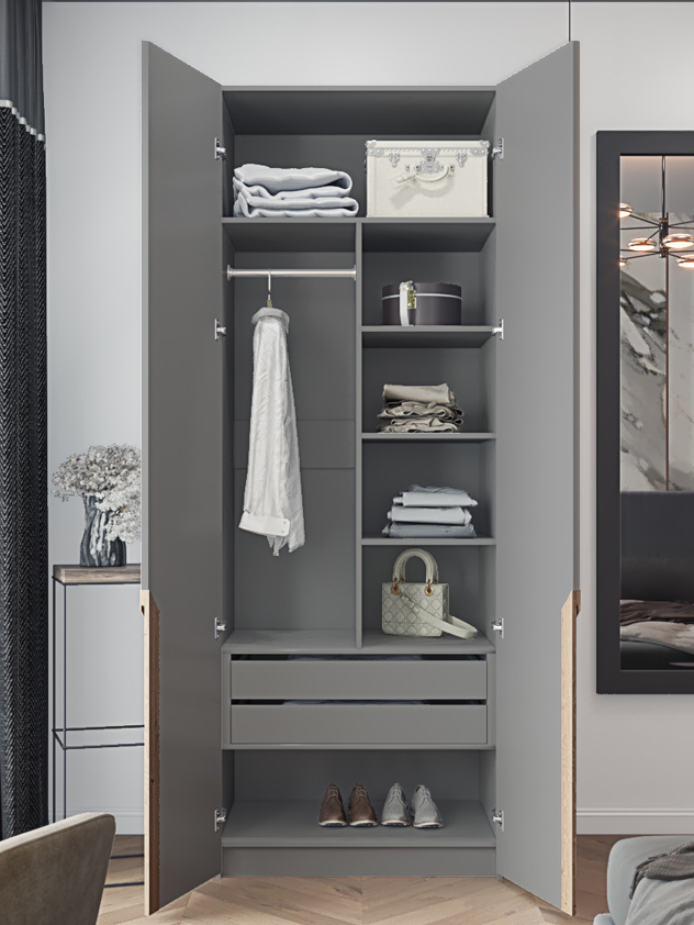 Casa Mia (Р4), 100x50x210, 2-дверный, 540 PE Серый Манхеттен