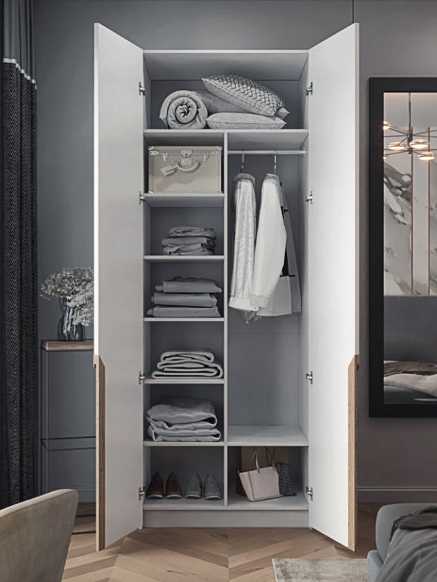 60х220х50 см Шкаф Двухдверный цвет Белый полок7