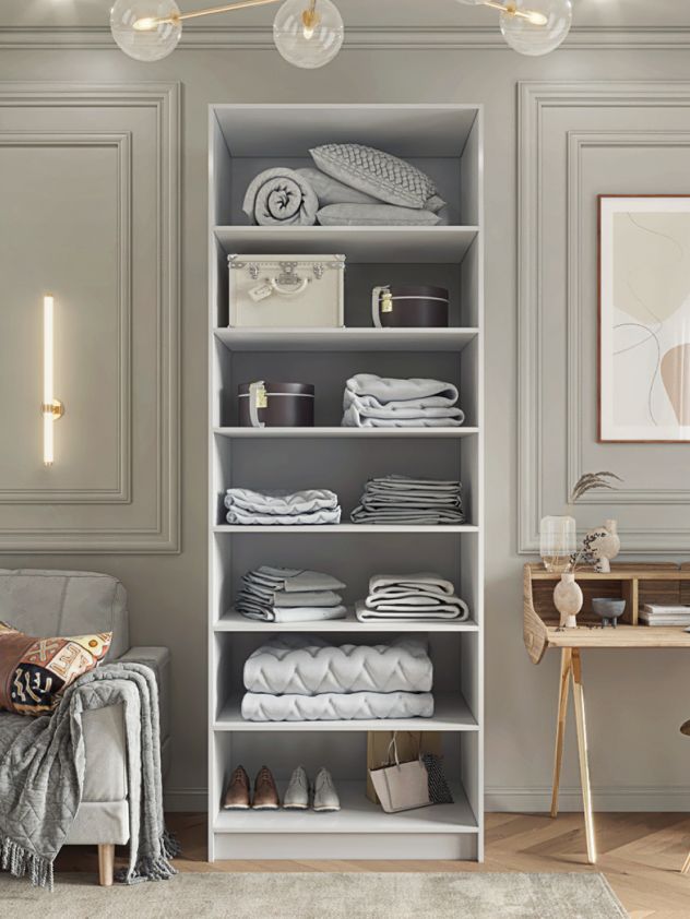 90х220х65 см Шкаф Двухдверный цвет Белый полок6