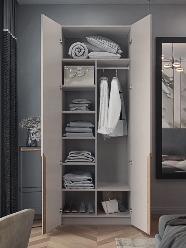 90х220х50 см Шкаф Двухдверный цвет кашемир полок7