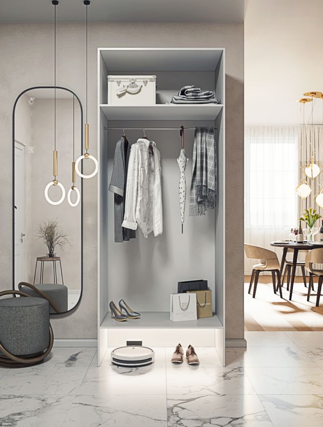 90х260х60 см Шкаф Двухдверный цвет Белый полок1