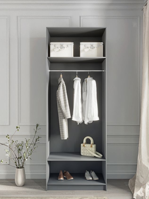 90х260х50 см Шкаф Двухдверный цвет Серый полок2.00