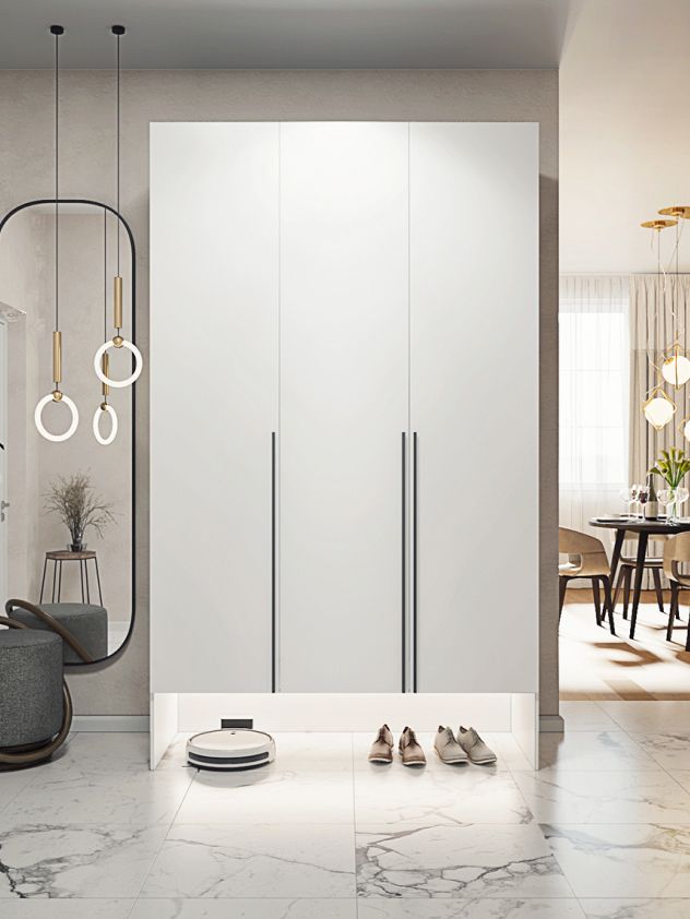 150х250х60мм Шкаф Трехдверный цвет Белый полок6